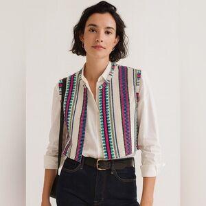 Renata Gasparian woven open front cropped vest one size artsy southwestern Aztec